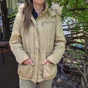 Gold w/ fur collar Winter Coat Sz S